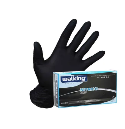 Walking Guanti Neri Nitrile Nitrico - Misura S