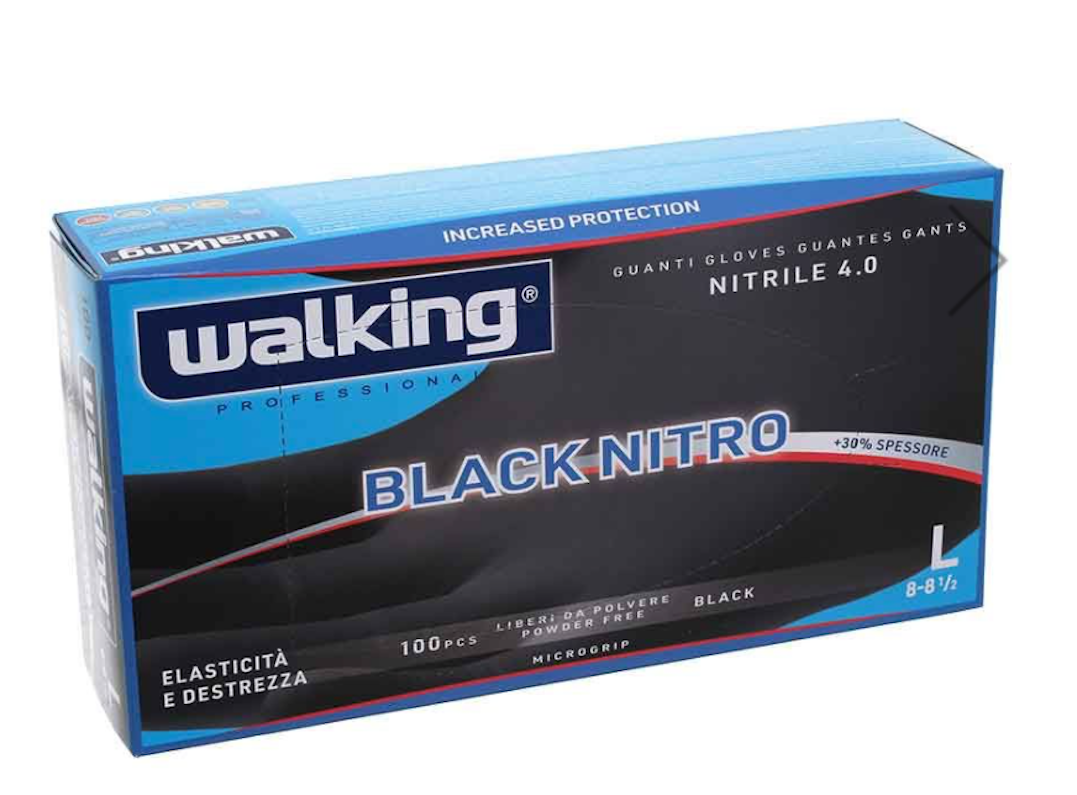 Guanto in nitrile monouso nero Walking Black Nitro taglia L
